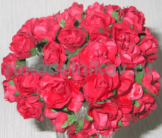 бумажные цветы "Вишня", цвет-красный, 20 мм, 12 шт/уп