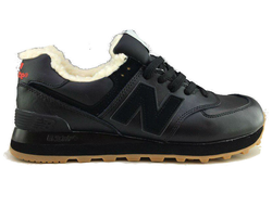 New Balance 574 Черные/Мех (35-46) Арт: 058М