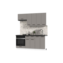 Кухня Призма 1,8 м белый/асфальт суперматовый (столешница - кастилло темный)