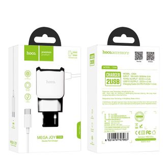 6931474707956	 CЗУ Hoco C59A Mega joy double port charger for Micro(EU) (white)