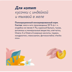 Florida (Флорида) влажный корм (пауч) для котят, кусочки с индейкой и тыквой в желе 85 г