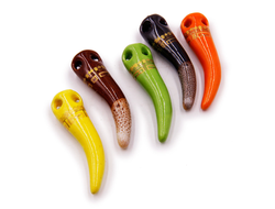 Аромакулон Клык керамика в глазури с золотой росписью 4см