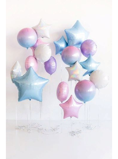 Шар (18''/46 см) Звезда, Голубой, Макарунс