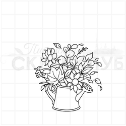 Штамп лейка с листьями и подсолнухом