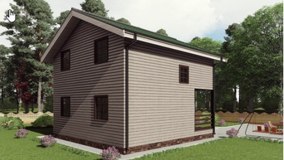 Одноэтажный каркасный дом с мансардой с тремя спальнями 105м² (SK13)