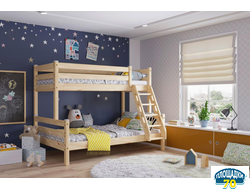 Кровать двухъярусная с наклонной лестницей "Адель" Прозрачный лак