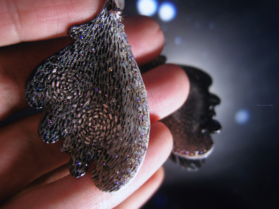 "Ночная вьюга", волшебные эльфийские серьги-крылышки с хрусталиками