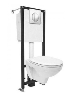 КОМПЛЕКТ CERSANIT УНИТАЗ DELFI + ИНСТАЛЛЯЦИЯ BLACK + КНОПКА СМЫВА LEON ХРОМ ГЛЯНЦЕВЫЙ