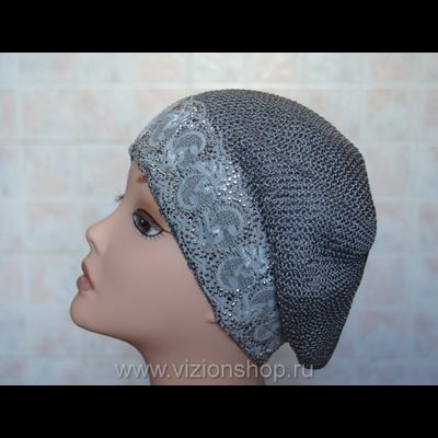 вязаный не спицами берет с кружевом Vizio Италия фото летняя коллекция беретов с кружевом