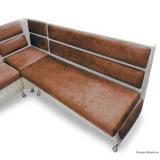 Кухонный Угловой диван "ФОРУМ-1МС", Коричневый/Слоновая кость, Левый