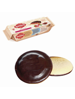 Печенье ЯШКИНО "Клубника", сдобное, с бисквитом, джемом и шоколадной глазурью, 137 г, ЯП208, 8 упаковок