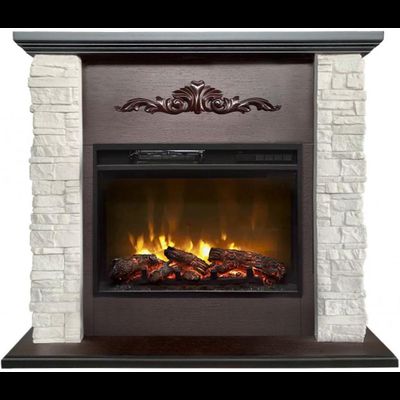 Электрокамин Malta AO белый камень с очагом Magic 24