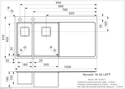 Мойка Reginox Nevada L 18x30 Right brushed