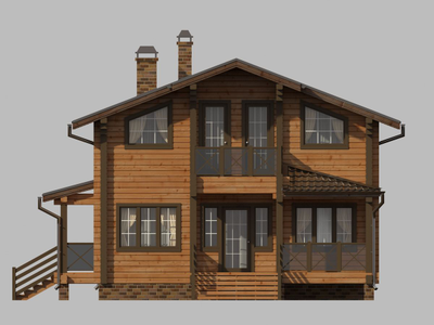 Двухэтажный дом из клееного бруса КБ-08, 100 м2