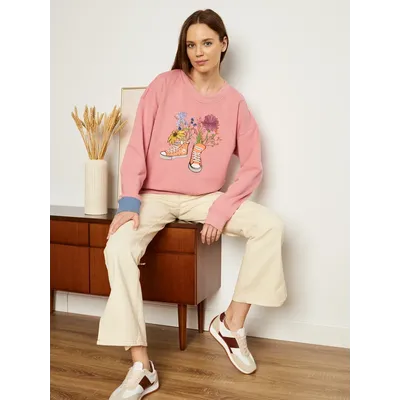 ЖЕНСКИЙ СВИТШОТ РОЗОВЫЙ "ЦВЕТОЧНЫЕ КЕДЫ"