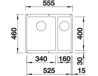 Мойка Blanco Subline 340/160-U чаша слева с отв.арм. InFino, 523550