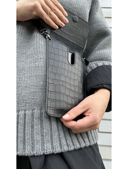 Сумка для телефона из воловьей кожи с тиснением