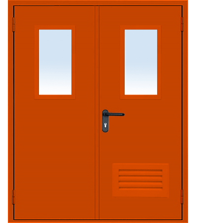 ДВЕРЬ МЕТАЛЛИЧЕСКАЯ ПРОТИВОПОЖАРНАЯ ДПМO-2 остекленная с вентиляционной решеткой