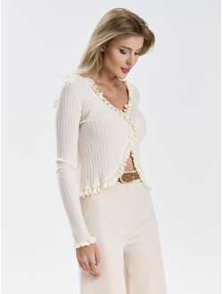 Кардиган вязаный приталенный укороченный на пуговицах