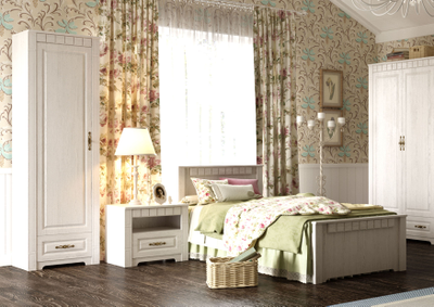 Тумба прикроватная "Прованс" спальня 602х410х510 Бодега белая / Патина премиум