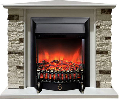 Угловой электрокамин Кимберли WT M1 с очагом Fobos