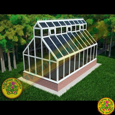 Базовая комплектация английской теплицы из стекла и алюминия ЙОРКШИР размером 6000 x 3000 мм