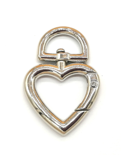 Основа карабин сердце, серебро