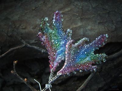 "Крылышки феи Рассветного сада", крупные серьги с капельками