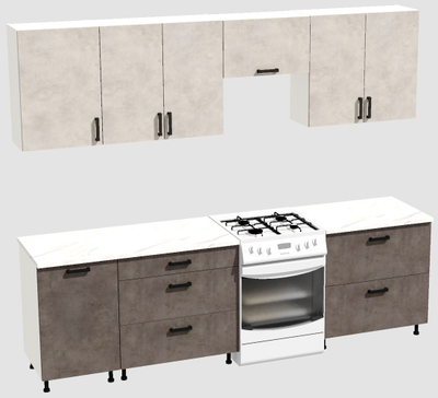 Кухня Эконом 2,1 метра (1300х800) Цвет: Цемент светлый/Цемент темный