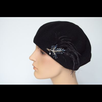 Vizio берет Италия 1011 BL  с перьями