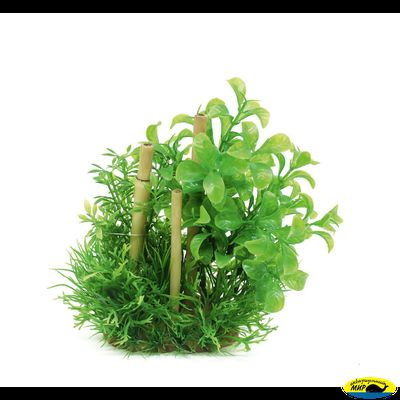 1160506-ART Композиция из иск. растенитй с бамбуком Лагарасифон 20см