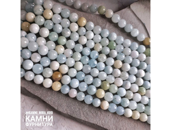 "Аквамарин с гелиодором" микс бериллов шары 8,2-8,4 мм, цена за нить 19 см