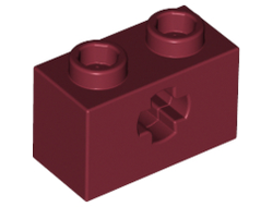 Technic, Brick 1 x 2 with Axle Hole, Dark Red (32064 / 4233492 / 4539059 / 6206250)