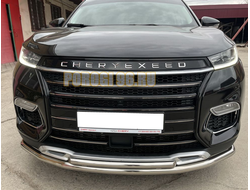 Защита переднего бампера двойная d53/42 для CheryExeed TXL 2020-