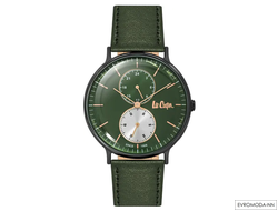 Мужские наручные часы Lee Cooper LC06381.675. Зеленый с белым циферблат, зеленый кожаный ремень