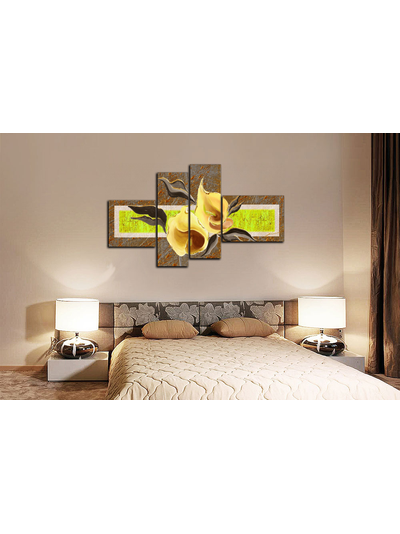 Модульная картина "Цветы на зеленом"