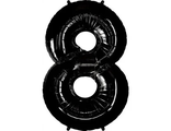 Шар (40''/102 см) Цифра, 8, Черный, 1 шт.