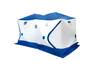 Палатка зимняя сдвоенный куб СЛЕДОПЫТ (3,8х1,9м) 2-комнатная, 6-местная, 3-слойная