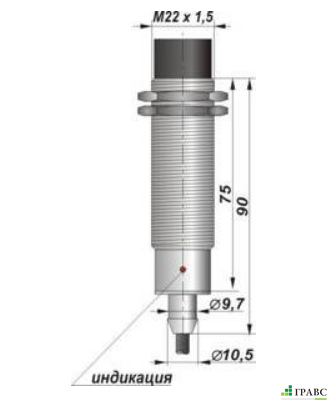 Индуктивный датчик цилиндрический с резьбой И20-NO-AC (М22х1,5)