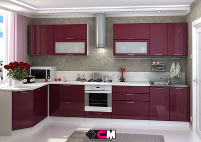 Композиции Модульной кухни Ксения бордо глянец