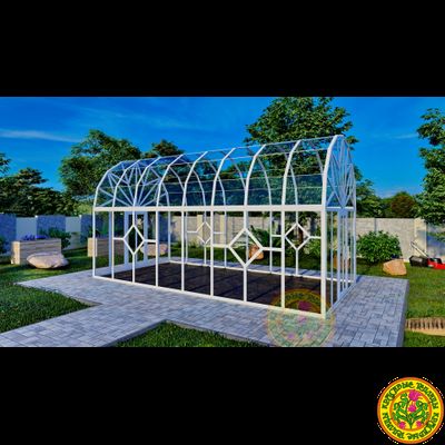 Теплица - Оранжерея из стекла и алюминия с купольной многогранной крышей АСТОРИЯ размером 3500 х  6000 мм