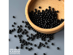 Круглые чёрные акриловые бусины 4 мм, цена за набор