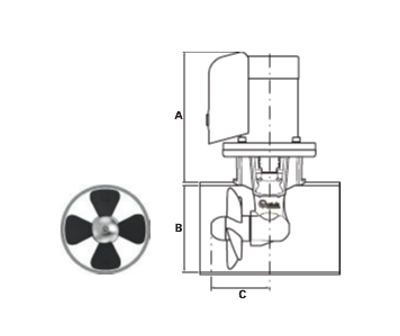 Электрическое подруливающее устройство QUICK BTQ 185, 24В, УПОР 95 КГС, МОЩНОСТЬ 6 КВТ, ДЛЯ СУДОВ ДЛИННОЙ ОТ 12 ДО 15 МЕТРОВ