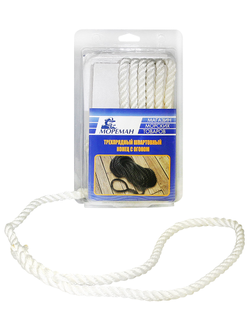 Трехпрядный швартовный конец Мореман, 19 мм x 7,5 м, белый