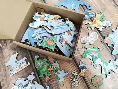 Фигурный пазл "Карта мира. Животные"