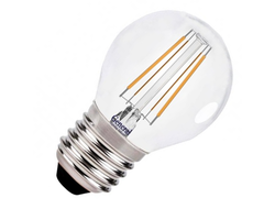 Лампа светодиодная General Шар P45 E27 8W(640lm) 4500K 4K 45x76 филамент (нитевидная), прозр 649981