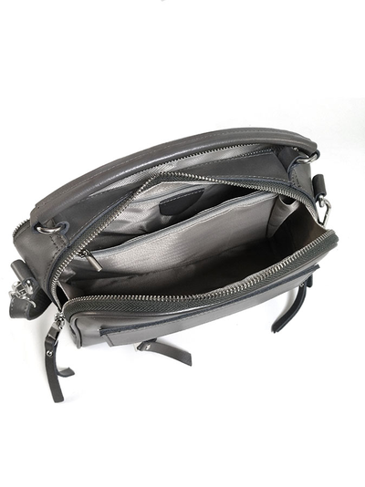 (АРТИКУЛ: 9775/0/41) СУМКА ЖЕНСКАЯ, НЕБОЛЬШАЯ, НАТУРАЛЬНАЯ КОЖА, СЕРАЯ, ДВА ОТДЕЛЕНИЯ, С НАРУЖНЫМИ КАРМАНАМИ, С ПЛЕЧЕВЫМ РЕМНЕМ