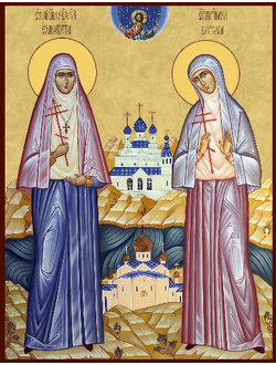 Елисавета (Елизавета) и Варвара Алапаевский, Святые преподобномученицы. Рукописная икона.