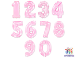 Цифра нежно- розовая 102 см (0,1,2,3,4,5,6,7,9) ( шар + гелий + лента )