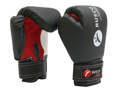 Перчатки бокс. RUSCO SPORT кож.зам. черные, 4/6/8/10 унций